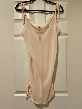 Adore Me Blush Pink Sheer Slip intimate wear with Tie Straps